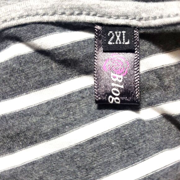 Bloggerlove Gray White Stripe Zipper Front Loungewear with Pockets Size 2XL - Picture 3 of 8